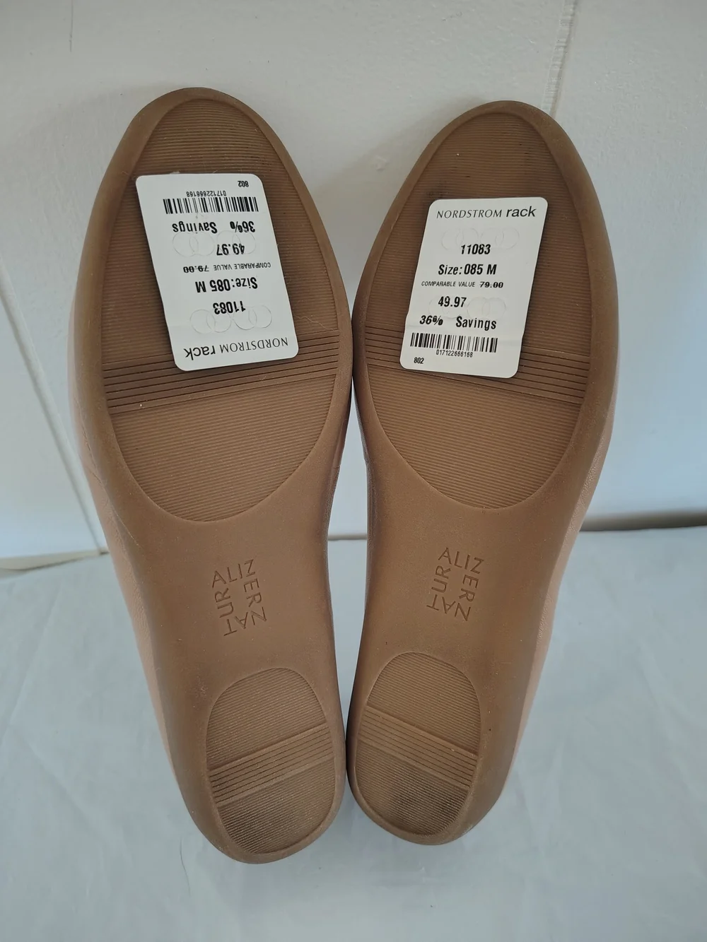 Naturalizer Nude Beige Leather Ballet Flats - Size 8.5M